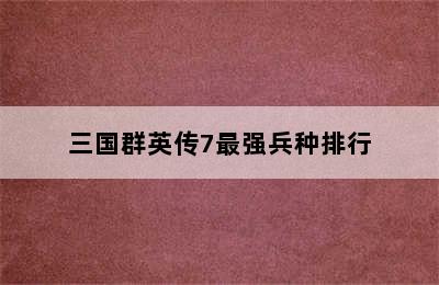 三国群英传7最强兵种排行