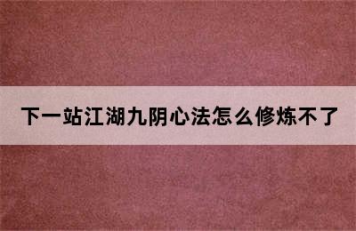 下一站江湖九阴心法怎么修炼不了