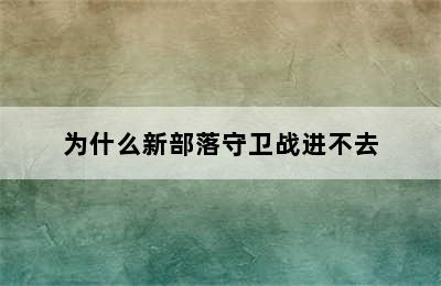 为什么新部落守卫战进不去