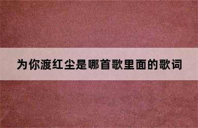 为你渡红尘是哪首歌里面的歌词