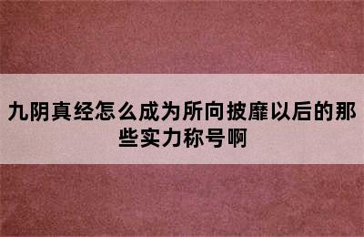 九阴真经怎么成为所向披靡以后的那些实力称号啊