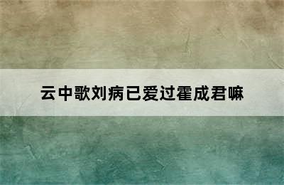 云中歌刘病已爱过霍成君嘛