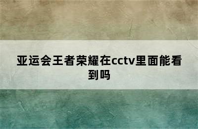 亚运会王者荣耀在cctv里面能看到吗