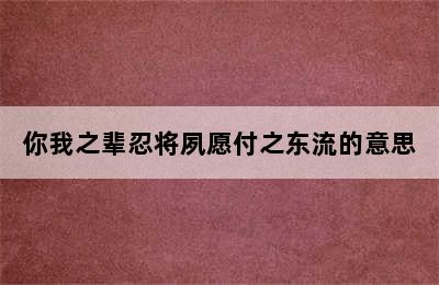 你我之辈忍将夙愿付之东流的意思