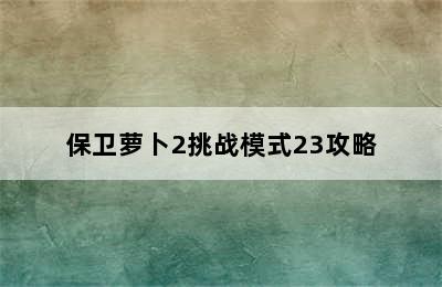 保卫萝卜2挑战模式23攻略