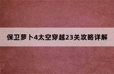 保卫萝卜4太空穿越23关攻略详解