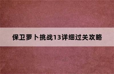 保卫萝卜挑战13详细过关攻略