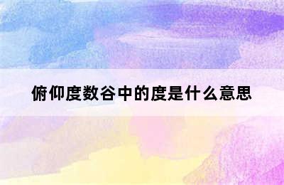 俯仰度数谷中的度是什么意思