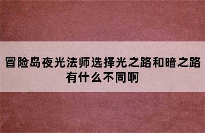 冒险岛夜光法师选择光之路和暗之路有什么不同啊