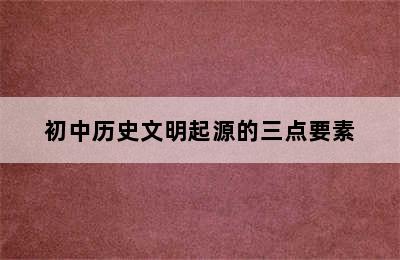 初中历史文明起源的三点要素