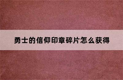 勇士的信仰印章碎片怎么获得