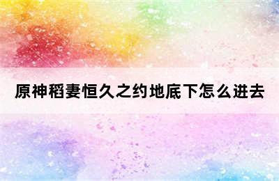 原神稻妻恒久之约地底下怎么进去