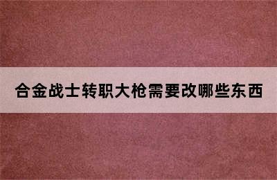 合金战士转职大枪需要改哪些东西