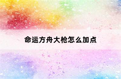 命运方舟大枪怎么加点