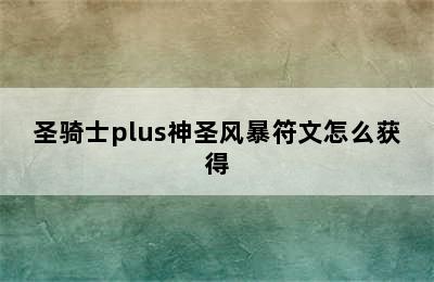 圣骑士plus神圣风暴符文怎么获得