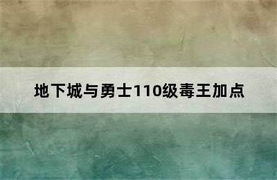 地下城与勇士110级毒王加点