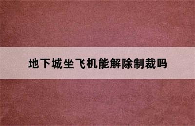 地下城坐飞机能解除制裁吗