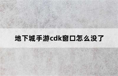 地下城手游cdk窗口怎么没了