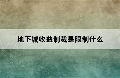 地下城收益制裁是限制什么