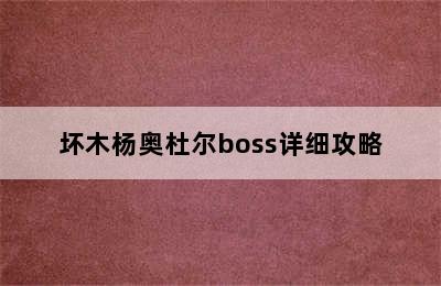 坏木杨奥杜尔boss详细攻略