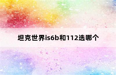 坦克世界is6b和112选哪个