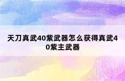 天刀真武40紫武器怎么获得真武40紫主武器