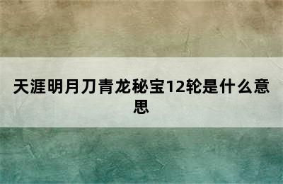 天涯明月刀青龙秘宝12轮是什么意思