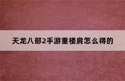 天龙八部2手游重楼肩怎么得的