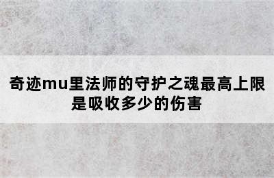 奇迹mu里法师的守护之魂最高上限是吸收多少的伤害