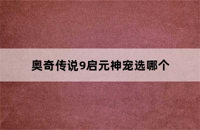 奥奇传说9启元神宠选哪个