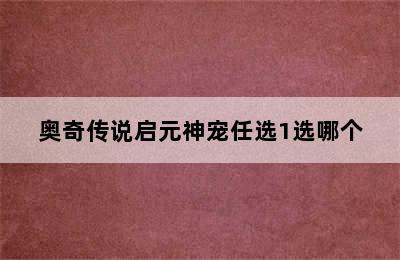 奥奇传说启元神宠任选1选哪个