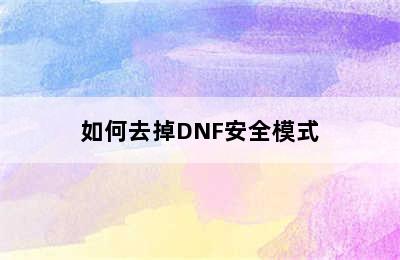 如何去掉DNF安全模式