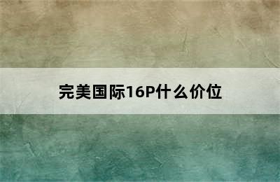 完美国际16P什么价位