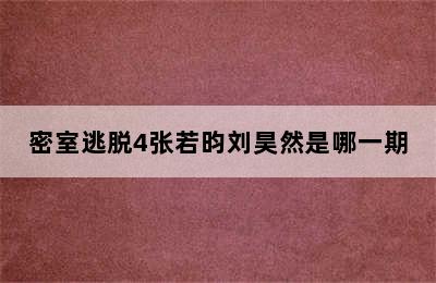 密室逃脱4张若昀刘昊然是哪一期