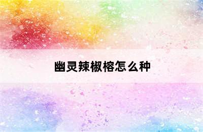 幽灵辣椒榕怎么种