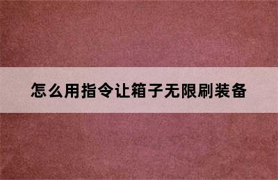 怎么用指令让箱子无限刷装备