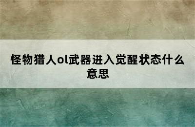 怪物猎人ol武器进入觉醒状态什么意思