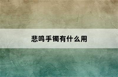 悲鸣手镯有什么用