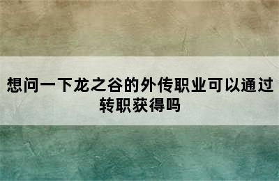 想问一下龙之谷的外传职业可以通过转职获得吗