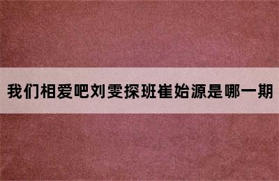 我们相爱吧刘雯探班崔始源是哪一期