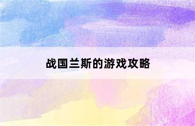 战国兰斯的游戏攻略