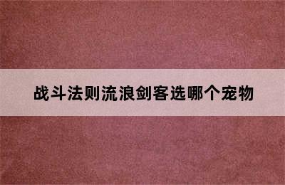 战斗法则流浪剑客选哪个宠物