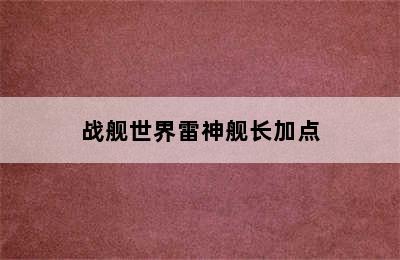 战舰世界雷神舰长加点