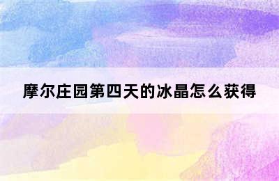 摩尔庄园第四天的冰晶怎么获得