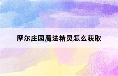 摩尔庄园魔法精灵怎么获取