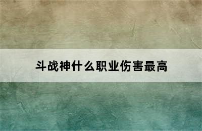 斗战神什么职业伤害最高