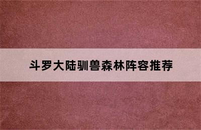 斗罗大陆驯兽森林阵容推荐