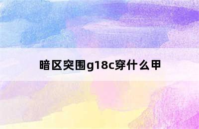 暗区突围g18c穿什么甲