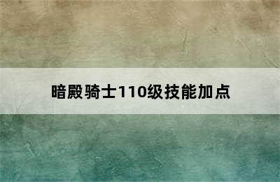 暗殿骑士110级技能加点