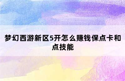 梦幻西游新区5开怎么赚钱保点卡和点技能